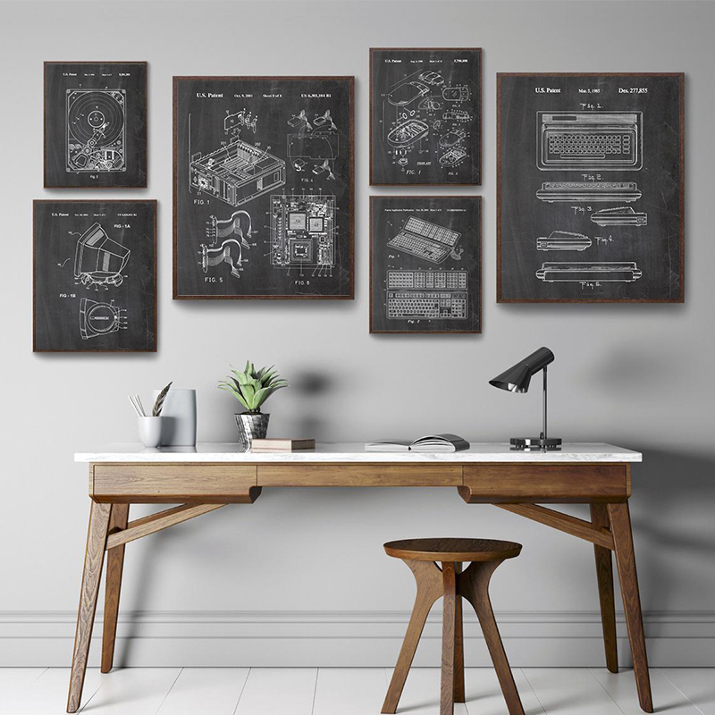 Office Tech Setup - Conjunto de 6 Peças de Arte